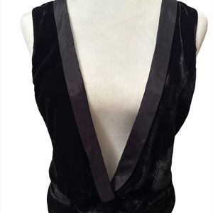 Free People Black velvet vest with satin lapel size M